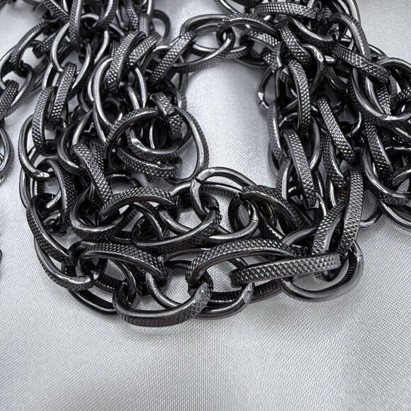 Gunmetal Grey Link Chain Tassel Necklace Belt - Picture 4 of 6